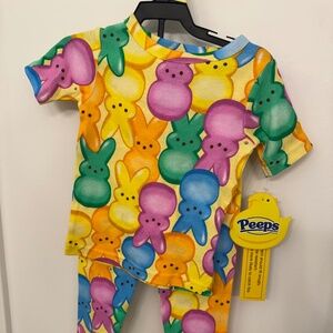 Peeps Easter Bunny Pajama Set Toddler 3T Short Sleeve New with Tags
